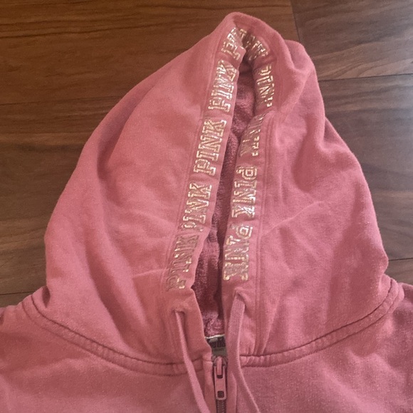Pink Victoria Secret Hoodie with Logo Women Small Petite Full Zip Up Long Sleeve - Picture 4 of 7